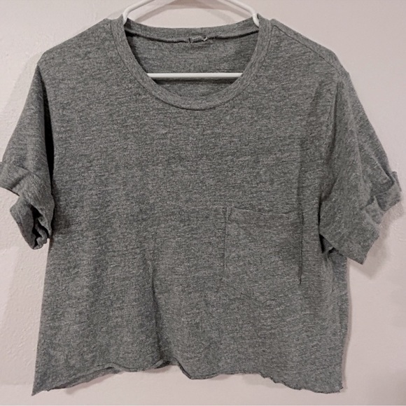 Monrow Crop Tee in Gray Sz M - Picture 1 of 5